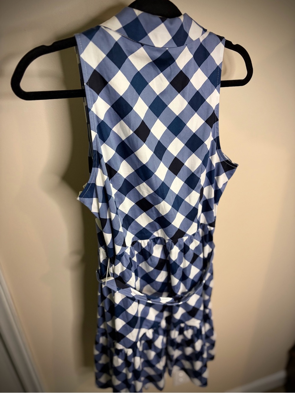 Tommy Hilfiger Navy and White Gingham Tie-Waist Midi Dress #1261 - Picture 9 of 14